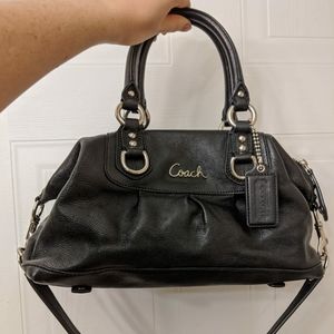 Black leather coach purse